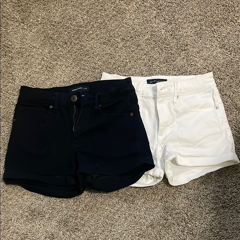 Set of Aeropostale Black and White Jean Shorts